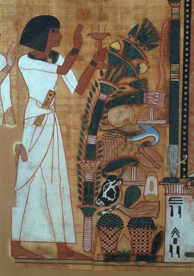 The Fumigation of Osiris, page from the Book of the Dead of Neb-Qued, Egyptian, New Kingdom by Egyptian 19th Dynasty